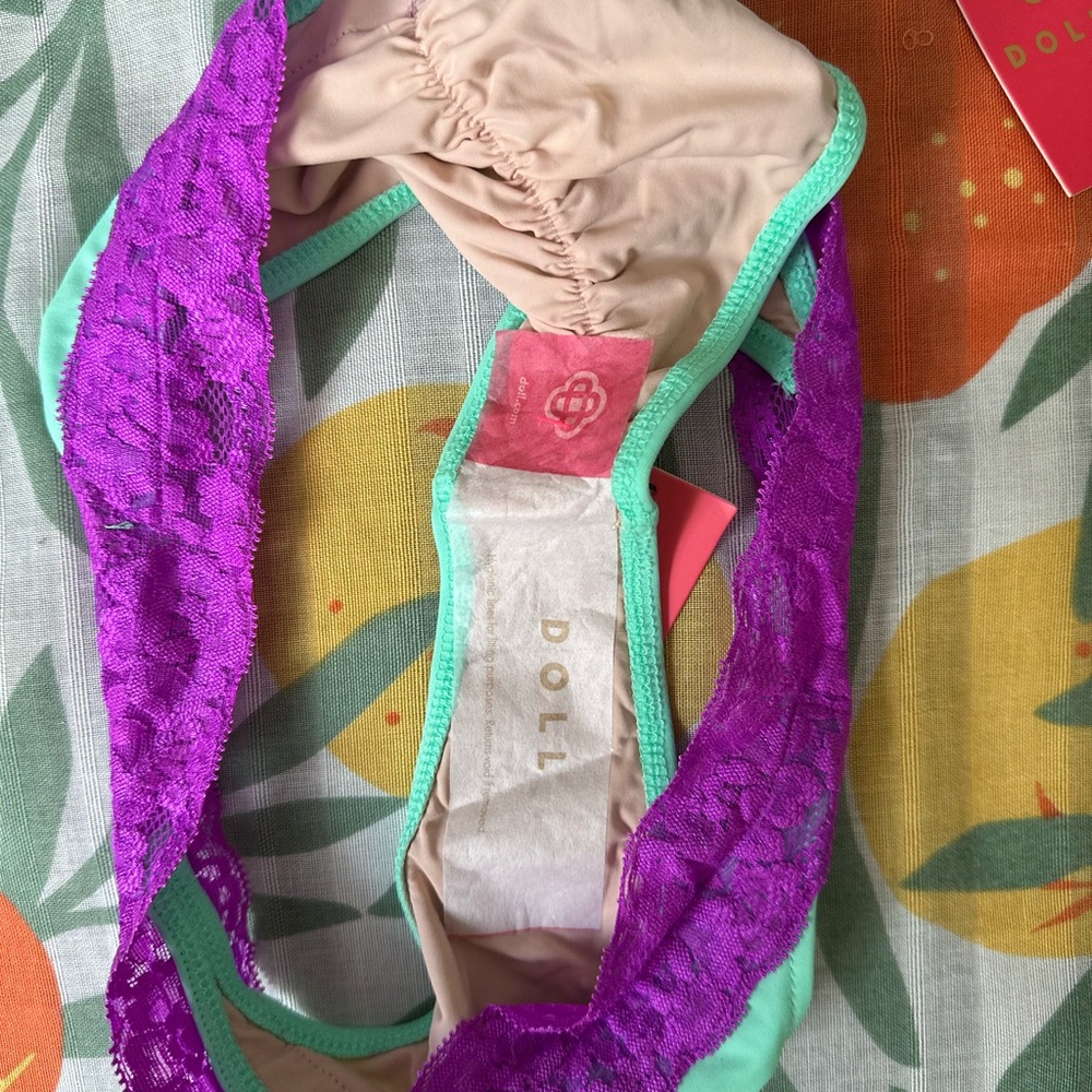 Mint Green and Purple Lace Bikini Set - Picture 3 of 5